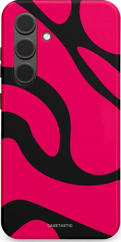 Casetastic hoesje geschikt voor Samsung Galaxy S24 - Dubbellaagse bescherming - Zwart Roze Mamba Golven - Fashion Case - Roze Zwart