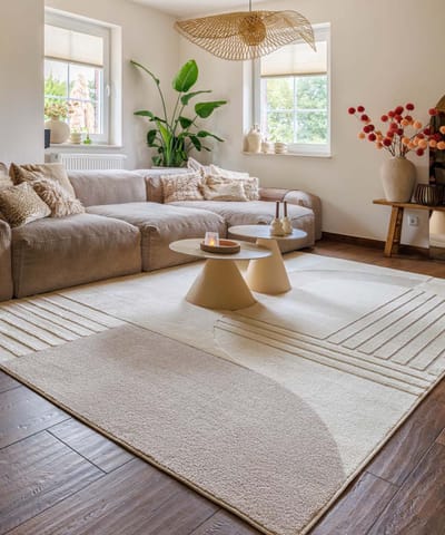 Japandi vloerkleed - Ridge Nari crème/beige 120x170
