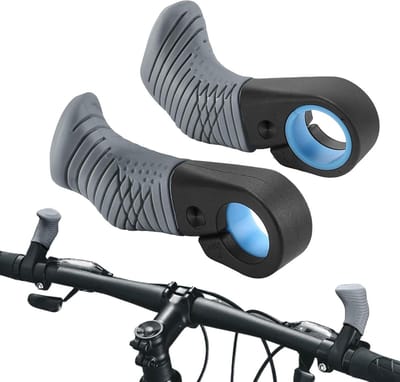 Fiets Handvatten - Stuur Grepen - Comfortabel Rijden - Ergonomische Duimsteun - 95mm Lengte - Grijs