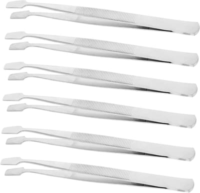 Hobby Pincetten - Precisiepincet - Fijn Werk - Platte Brede Tips - 6 Stuks - Zilver