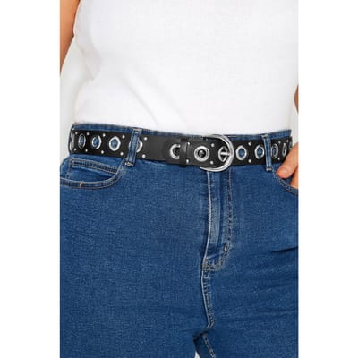 Yours Riem Met Eyelets & Studs In Zwart/Zilversize 42-44