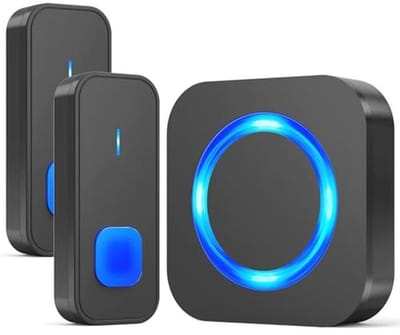 Draadloze Waterdichte Deurbelset met 2 Zenders - 400M Bereik, 55 Melodieën, 5 Volumes, Led-Display