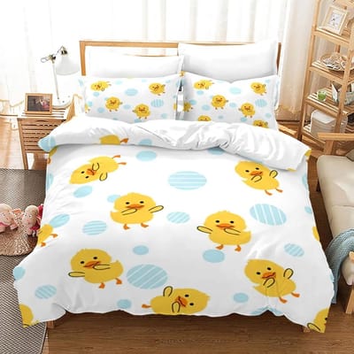 Gele eend Beddengoed Set Eenpersoons Twin Vol Queen King Size Kleine eend Bedset Aldult Jongens Slaapkamer Dekbedovertrek Sets 3D Print 015 140x200cm 3pcs