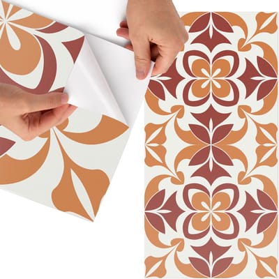 Tulup Meubelfolie - Bloemenpatroon Plakfolie Meubels - 75x150 cm - Oranje Meubelfolie - Wrapfolie Keuken - Modern Meubelfolie - Decoratiefolie - Tafeldecoratie - Achtergronden en patronen