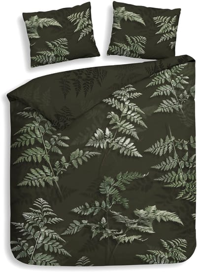 Heckettlane Dekbedovertrek Rua - Forest Green - Dekbedovertrek van 100% Katoen-Satijn - Dekbedovertrek 260x200-220 cm - Lits-Jumeaux XL - Puketi