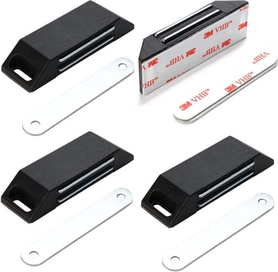 Zelfklevende Magneten voor Deuren - 4 Stuks Magnetische Sluiting voor Meubels en Kasten - Zwart Magnetisch Deurslot voor Eenvoudige Toegang en Veiligheid