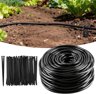Druppelslang PVC - Irrigatieslang Verdeelslang - Planten Water Geven - Flexibel Knikbestendig - 30 meter - Zwart