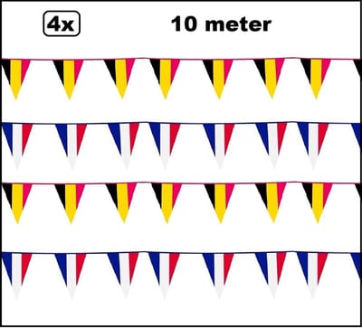 4x Vlaggenlijn landen set Belgie / Frankrijk 10 meter - Sport Frans Belgie Thema feest voetbal party