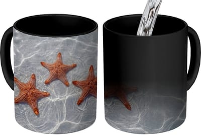 Magische Mok - Foto op Warmte Mokken - Koffiemok - Zeesterren - Water - Helder - Magic Mok - Beker - 350 ML - Theemok