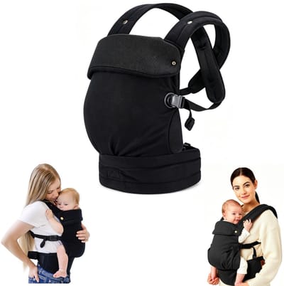 Draagband - Babydraagzak - Dubbele draagband - Schouderbanden - Met hoofdsteunondersteuning - Ademend - Lichtgewicht - Verstelbaar - Huisaccessoires - Geschikt voor baby's, zwangere moeders, gezinnen (zwart, 40*71cm)