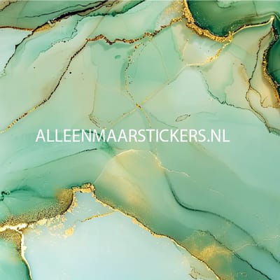 15 tegelstickers marmer groen met goud 15cm x 15cm - backsplash - peel and stick - plakfolie - voor badkamer, keuken of toilet - zelfklevend