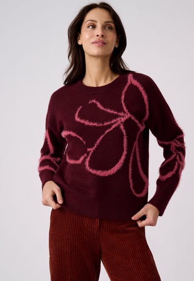 Damart - Pull met pluizige fantasiedraad - Dames - Rood - XS