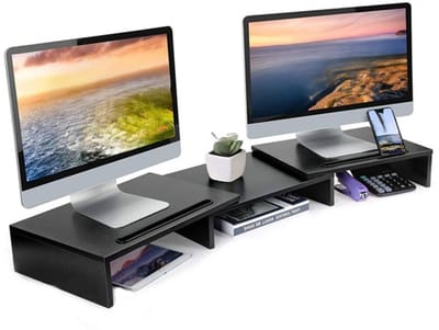 Ceruzo Monitor Standaard - Monitor Verhoger - Desk Organizer - 1 of 2 Monitors -Zwart -