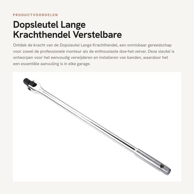 Dailygoods- Dopsleutel Lange Krachthendel - Antislip Handvat - Flexibele Kop 180° - Slijtvast en Roestvrij - Handgereedschap - Gemakkelijke Demontage - Ratelsleutel