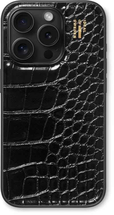 iDeal of Sweden Vegan Leather Case MagSafe geschikt voor Apple iPhone 15 Pro Black Croco