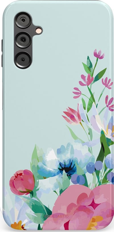 Casetastic hoesje geschikt voor Samsung Galaxy A14 (2023) 5G / Samsung Galaxy A14 (2023) 4G - Dubbellaagse bescherming - Dagdroom in bloei - Fashion Case - Lichtgrijs Lichtroze