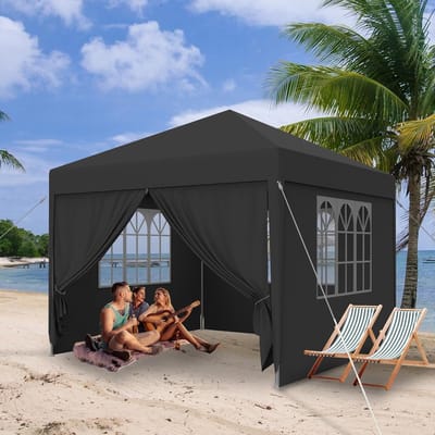 Feesttent Paviljoen - Partytent Tuinpaviljoen - Buitenfeesten Evenementen - Waterdicht Met Zijwanden - 9x3 Meter - Donkergrijs