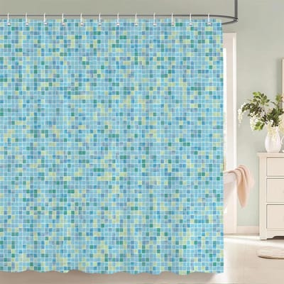 Geometrische Patroon Douchegordijnen Waterdicht Polyester Persoonlijkheid Badkamer Gordijn Met Haken Gordijnen Voor Badkamer Douche W60H190(CM)-1 Pcs