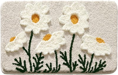 KZQ Bloemen Badkamer Vloerkleed 50x80 Cm Schattig Textuur Floral Ontwerp Zacht Pluizig Hoog Absorberend En Anti-Slip Machinewasbaar Voor Douche En Bad