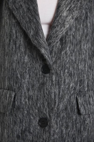 boohoo Dames Geborstelde wollen look jas met schoudervulling | Grey | Maat: 8