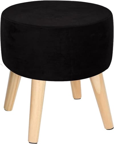 Poef Hoes - Voetenbank Beschermer - Meubels Vernieuwen - Zachte Stretch Stof - 32x18 CM - Zwart