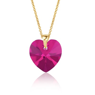 Montebello Ketting Fleur HG99 - Swarovski Hart - 925 Zilver Verguld - Ø14mm - 50cm