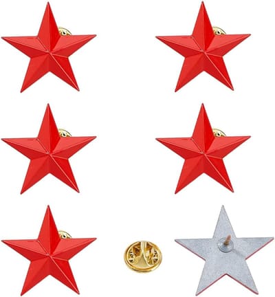 6 stuks legering ster broche naalden rood/goud emaille ster badge reversnaald juli herdenkingsdag ster broches vijfhoekige broche pentagram naalden voor 4 juli veteranen geschenken