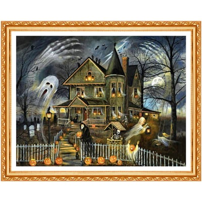 Diamant Schilderij Cartoon Serie Handwerk Volle Boor Diamant Halloween Borduurwerk Muurkunst DIY 20X30CM gray