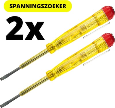 2x Spanningszoeker - Twee Stuks - Spanningtester - 200v tot 250v - schroevendraaier - plat - 2x - platte kop - kleine mini schroevendraaier - 14cm - Stroom/elektriciteit controleren - Spanning zoeker (Geel 2x)