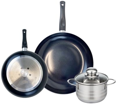Set van 2 Koekenpannen 24 en 32 cm en 1 braadpan 16 cm Elo Prima Brillant