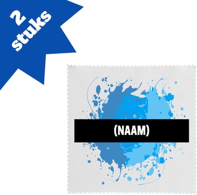 Akyol - blauwe verfvlek met eigen naam brillendoekjes - Kunst - kunstenaars/kunstenaressen - verjaardag - mensen die houden van verven - cadeau - kado - geschenk - gift - 17,8 bij 17,8 cm - 2 stuks