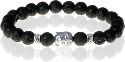 Kralen armband Lavasteen Buddha Zilverkleurig