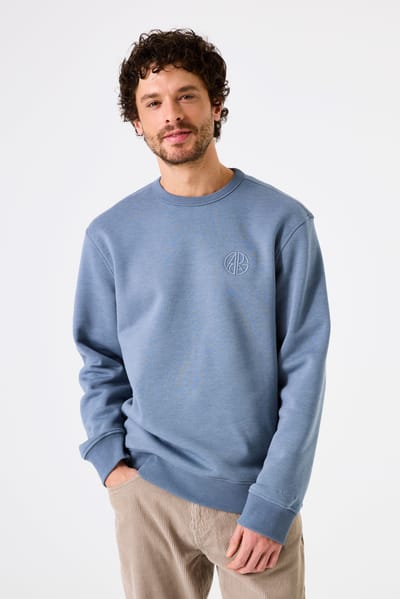 GARCIA Heren Effen Sweater Blauw Lange mouw