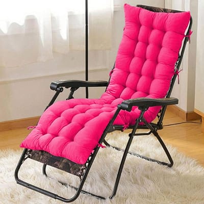 Ligstoelkussen Dik Gewatteerd - Schommelstoelkussen Zacht - Comfortabel Ontspannen - Met Anti-slip Bandjes - 180 x 45 cm - Rozerood