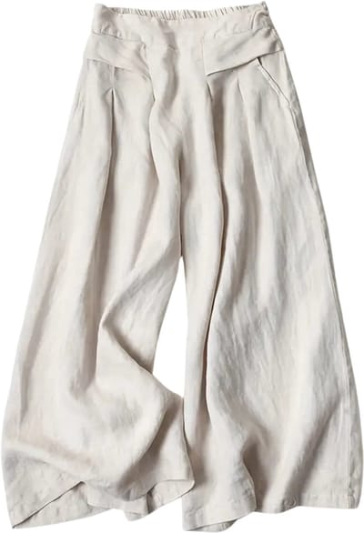 Livano Linnen Broek Dames - Zomerbroek - Volwassenen - Lange Broek - Pantalon - Strandbroek - Zomer - Ibiza Stijl - Beige - Maat XS