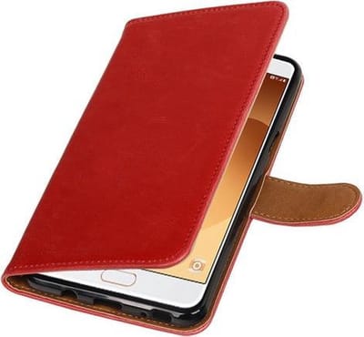 Rood Pull-Up PU booktype wallet cover hoesje voor Samsung Galaxy C9