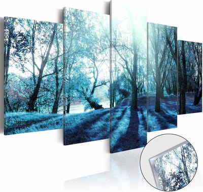 Afbeelding op acrylglas - Mysterieus bos, Blauw, 5luik