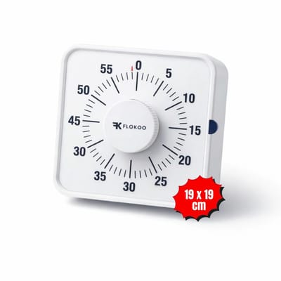 Leerklok Wit - 19cm x19 cm - Aftelklok - Kookwekker Analoog - Leer Klok kijken