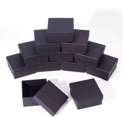 Dailygoods- Sieraden Doos 12 Stuks - Geschenkdozen - Vierkante Dozen - Verpakking - Katoen Gevuld - Afmetingen 7x7x3,5 cm