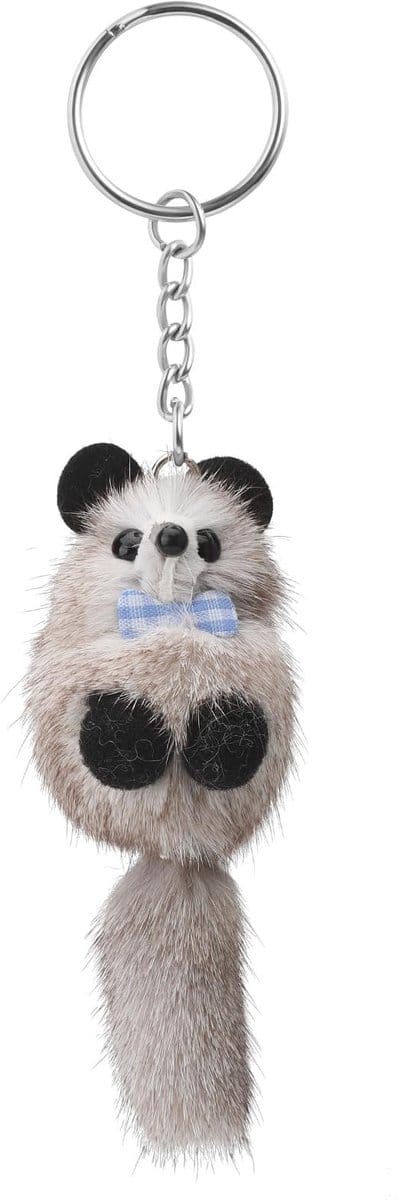 Dailygoods- Sleutelhanger met schattige wasbeer - Knuffeldierhanger - Sleutelhouder voor auto - Rugzakhanger - Hoogwaardig vossenbont - Lichtgewicht en duurzaam - Knuffeldier