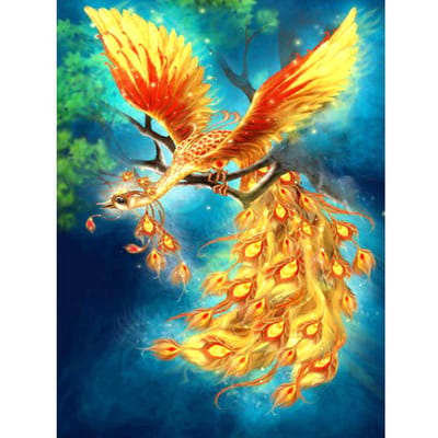 Peinture diamant 5D à faire soi-même, mosaïque  Phoenix , strass, broderie, point de croix, décoration d'intérieur 20X30CM orange