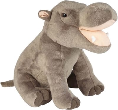 Ravensden Pluche nijlpaard knuffel - grijs - 30 cm - safari dieren speelgoed - kinderen - cadeau