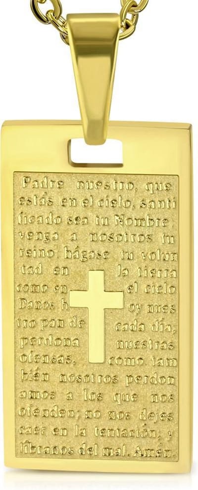 Amanto Ketting Amdy - 316L Staal PVD - Dogtag - Kruis - 24x13mm - 50cm