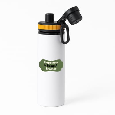 Hacebo® - happiness is being a brother waterfles met draaidop oranje - Broer - de liefste broer - verjaardag - cadeautje voor broer - broer artikelen - kado - geschenk - water fles - 850ML