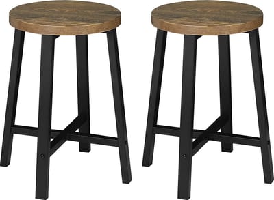 BukkitBow - Set van 2 Vintage Industriële Krukken - met Bewerkt Hout en Metalen Frame - Zithoogte: 46CM