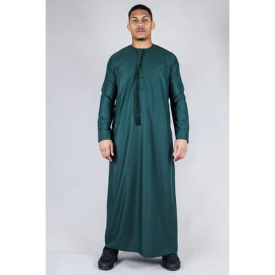 Groene Thobe Emirati Islamitische Jubba Robe Eid Tassel Regular Fit voor heren