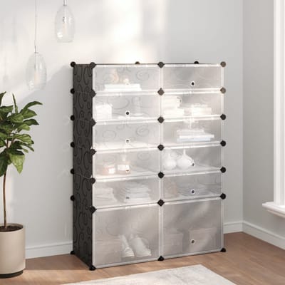 vidaXL - Schoenenrek - 94x37x125 - cm - polypropeen - zwart