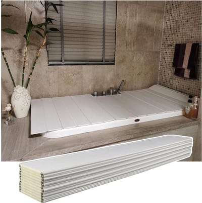 Badkuip Dienblad - Bad Cover - Ontspannen Baden - Opvouwbaar PVC - Verstelbaar 60-180cm - Wit