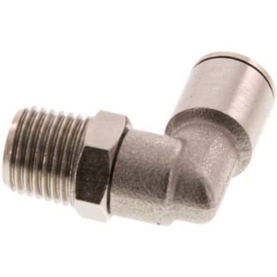 8mm x R1/4'' 90 graden L-verbinding Messing Insteekfitting Buitendraad Draaibaar FKM [2 Stuks]