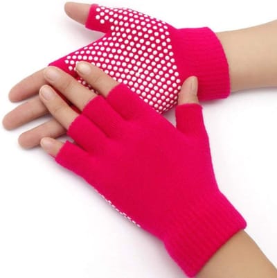 Yoga Handschoenen voor Grip - Antislip Vingerloze Oefenhandschoenen met Textuur - Ideaal voor Training en Pilates - One Size (Roze)